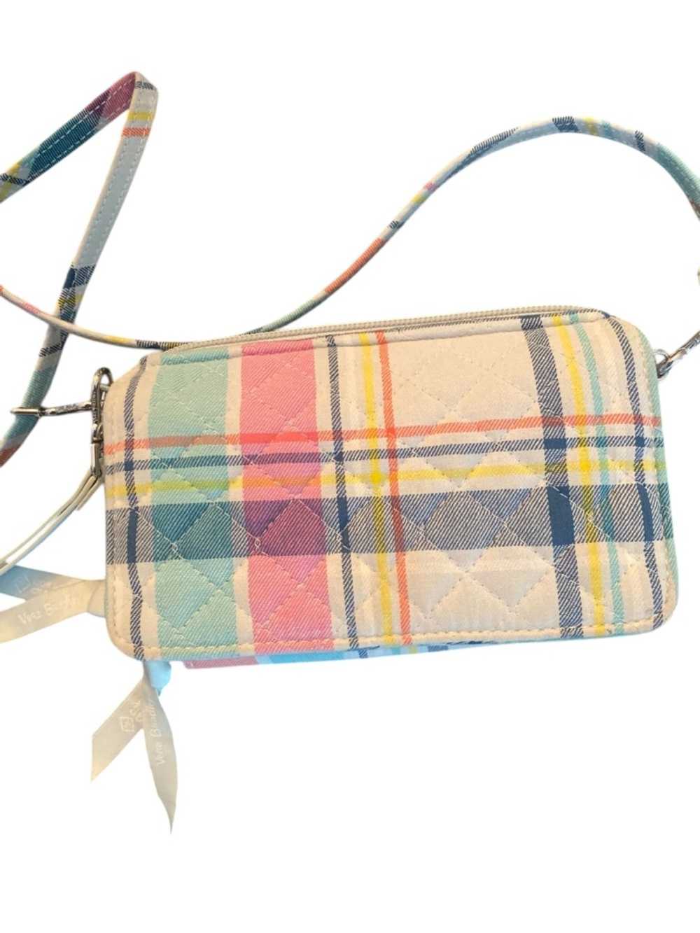 Vera Bradley madras plaid  wristlet wallet purse with shoulder strap